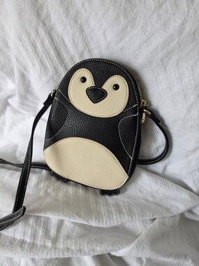 Penguin Crossbody Bag in Black and Cream